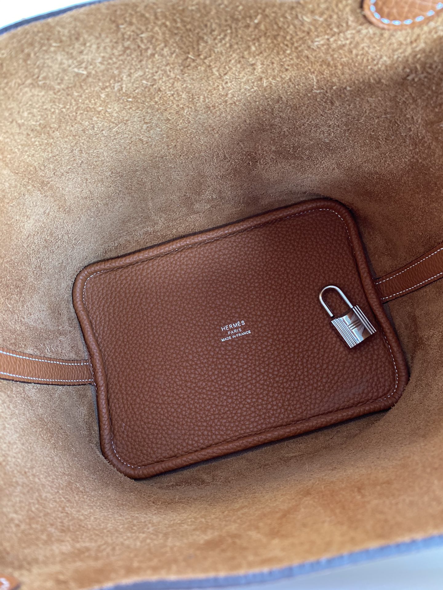 에르메스 피코탄 락18 골드브라운 은장 소가죽